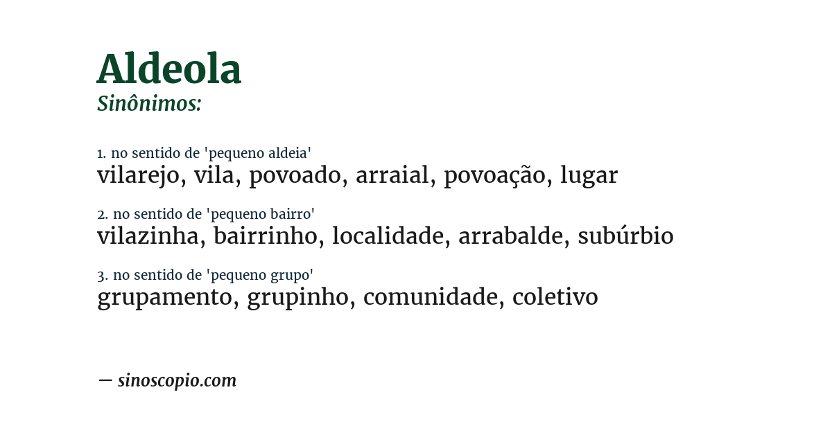 Sinônimo de aldeola