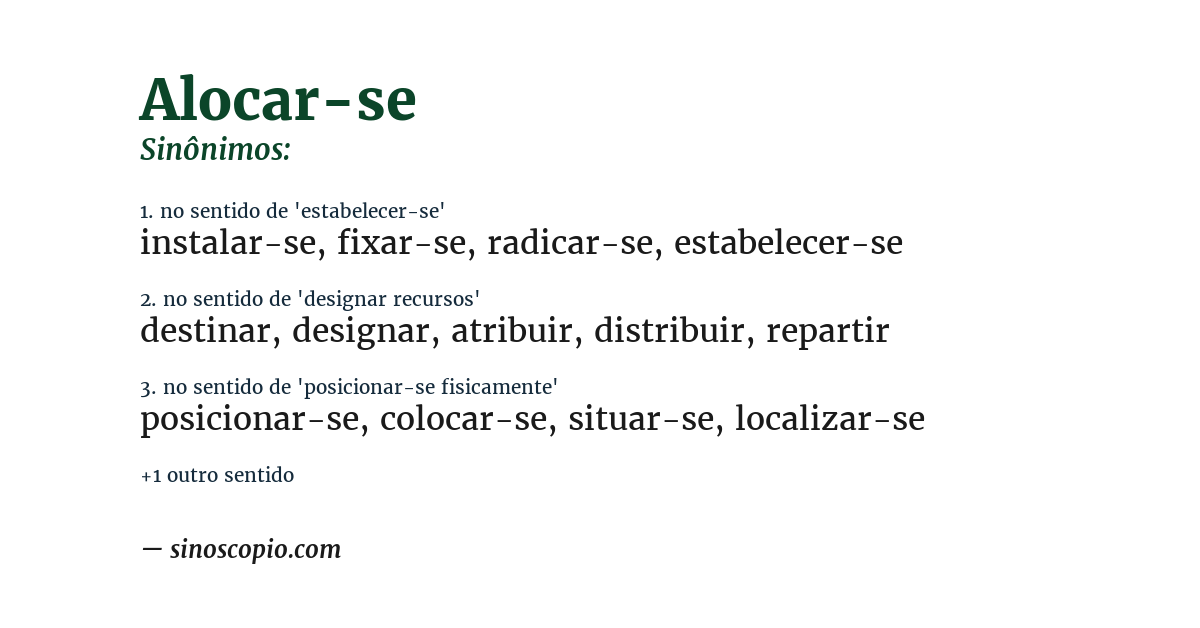 Sinônimo de alocar-se
