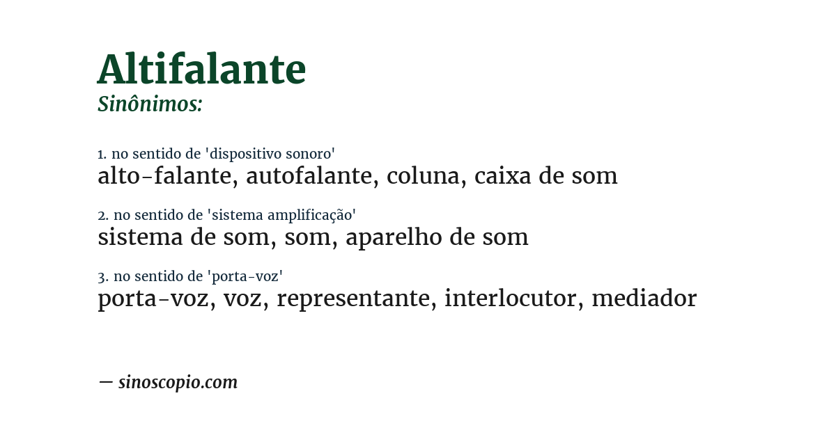Sinônimo de altifalante