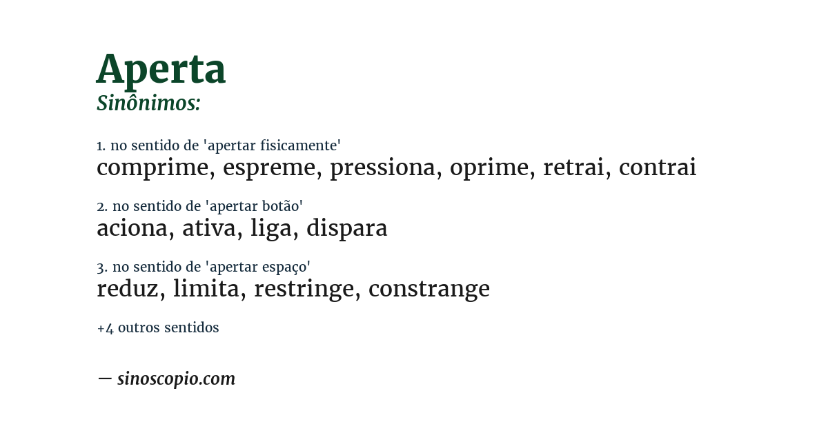 Sinônimo de aperta