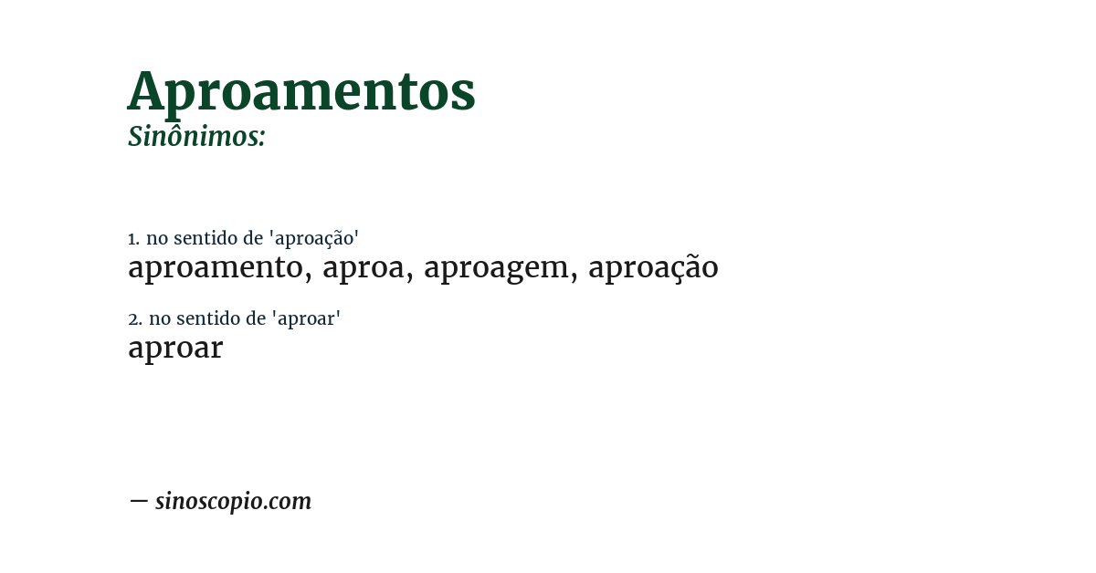 Sinônimo de aproamentos