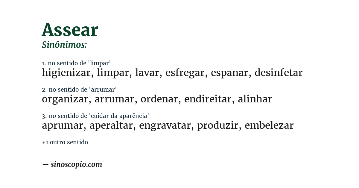 Sinônimo de assear