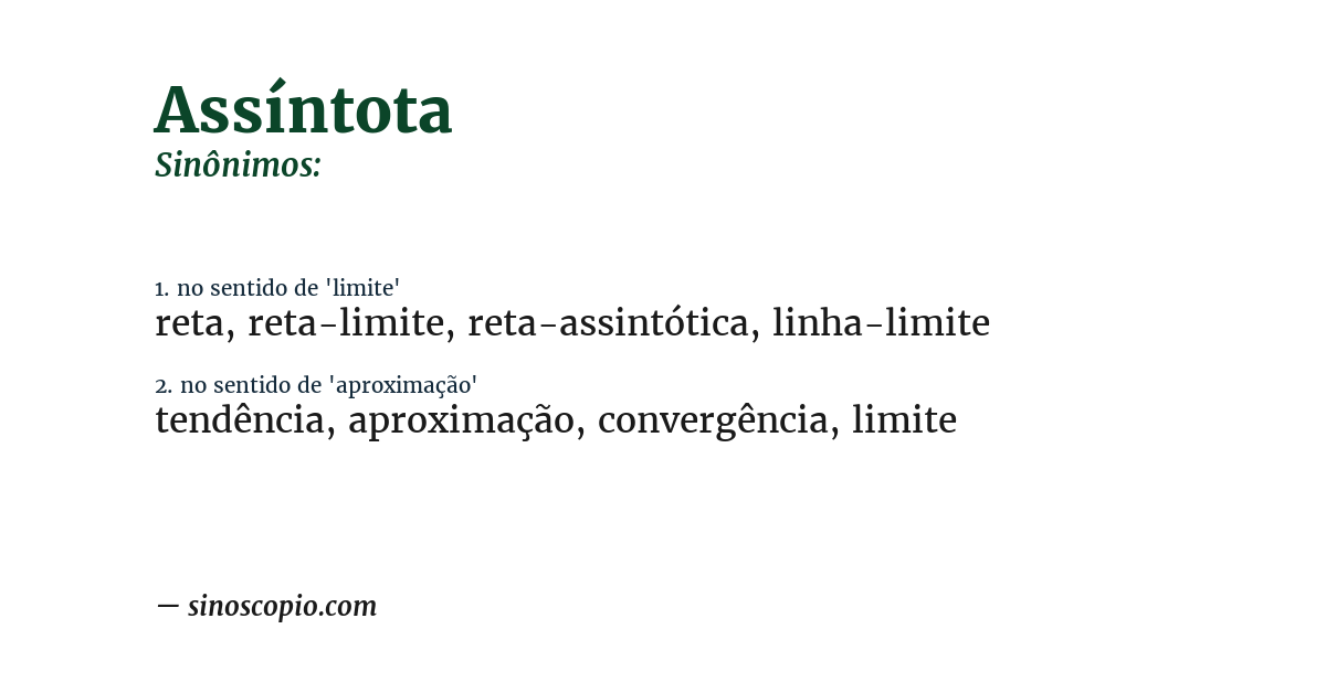 Sinônimo de assíntota