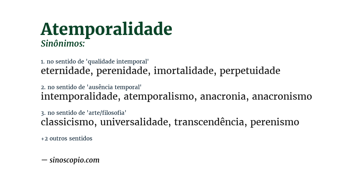 Sinônimo de atemporalidade