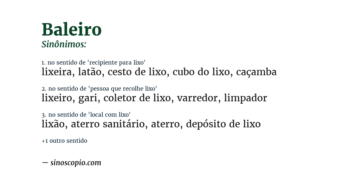 Sinônimo de baleiro