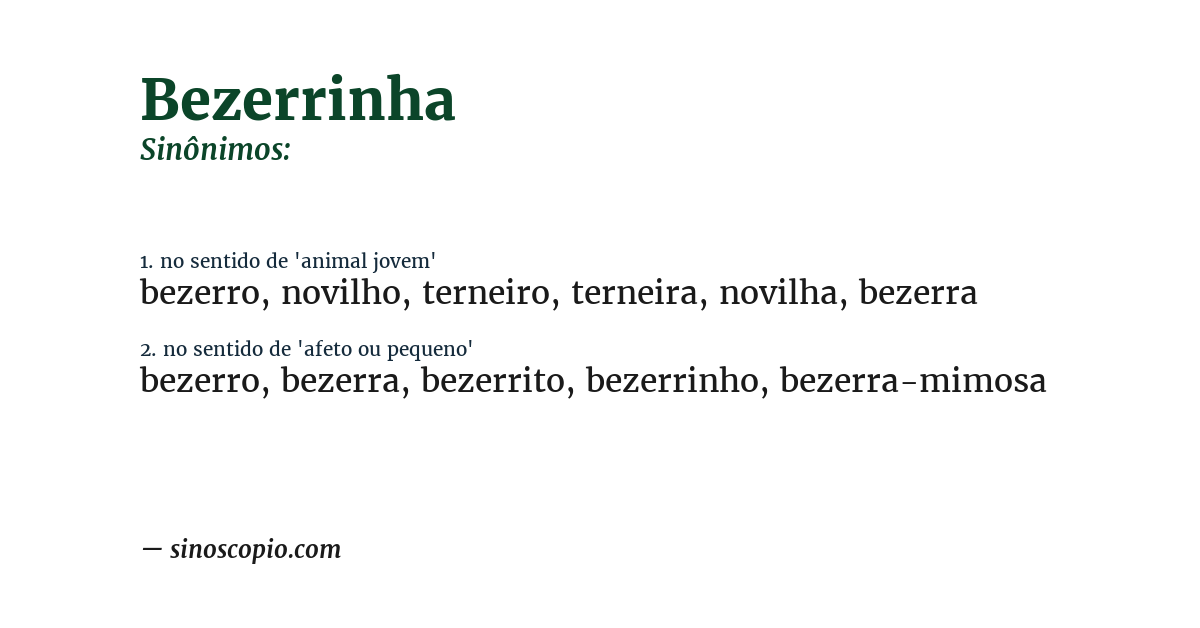 Sinônimo de bezerrinha