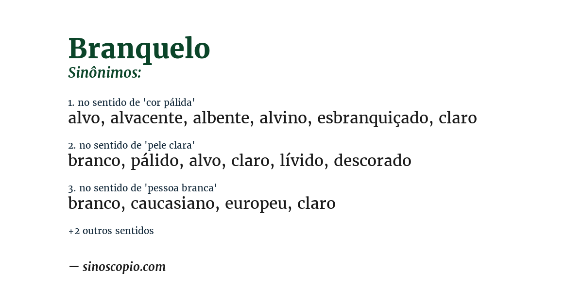 Sinônimo de branquelo