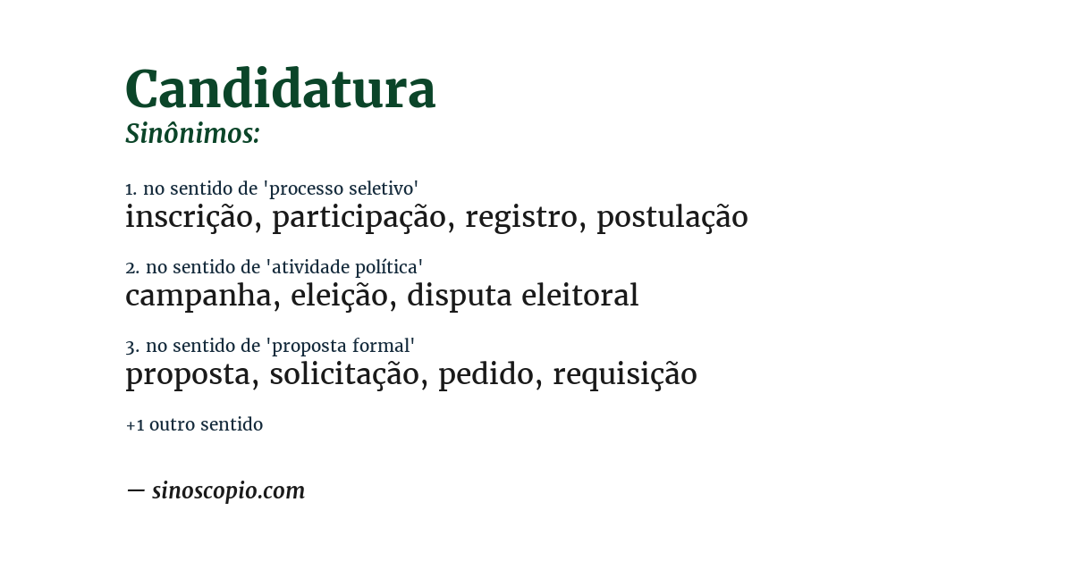 Sinônimo de candidatura