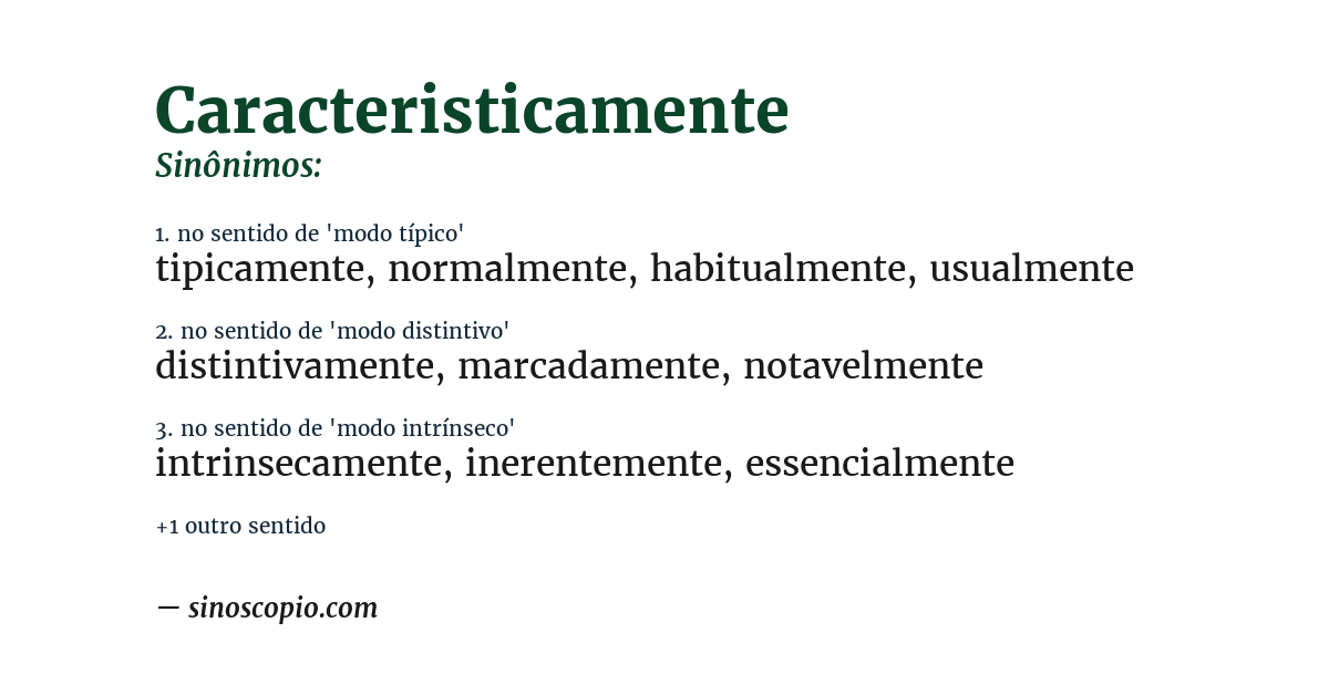 Sinônimo de caracteristicamente