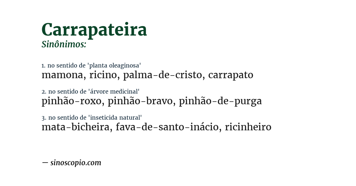 Sinônimo de carrapateira