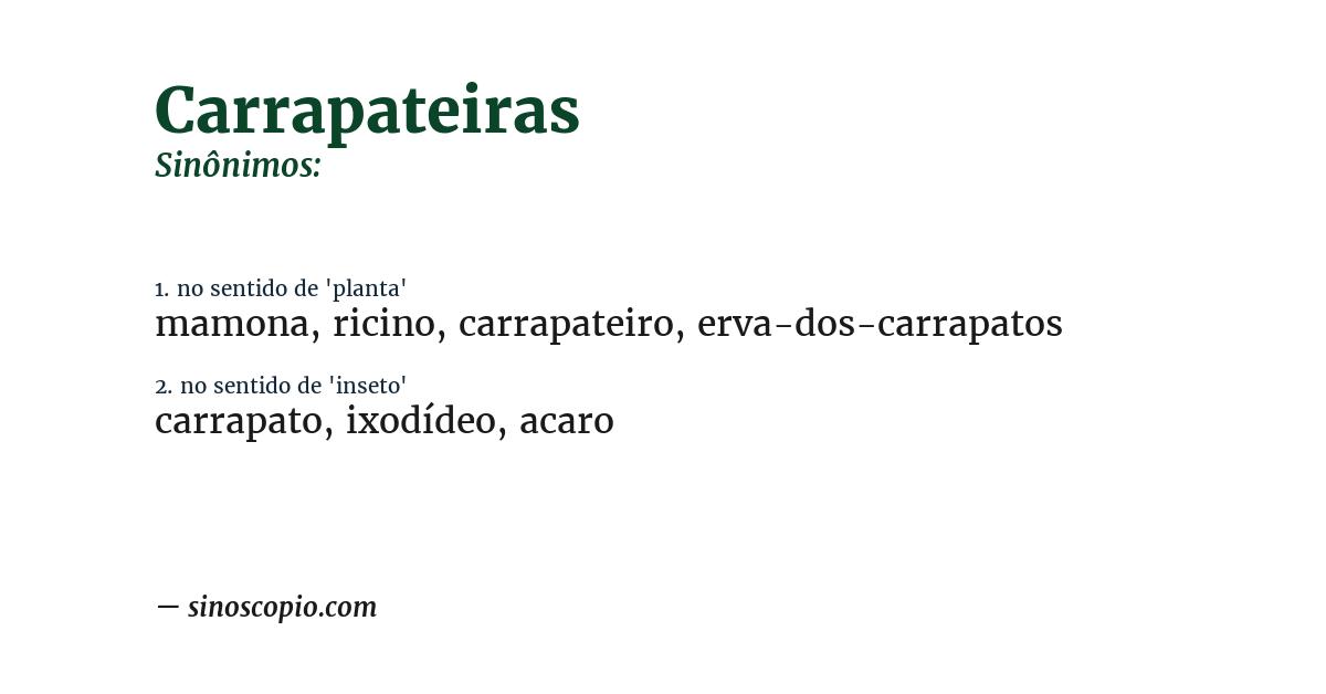 Sinônimo de carrapateiras