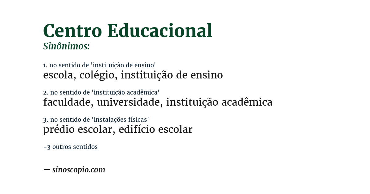 Sinônimo de centro educacional
