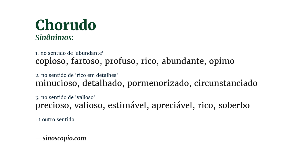 Sinônimo de chorudo