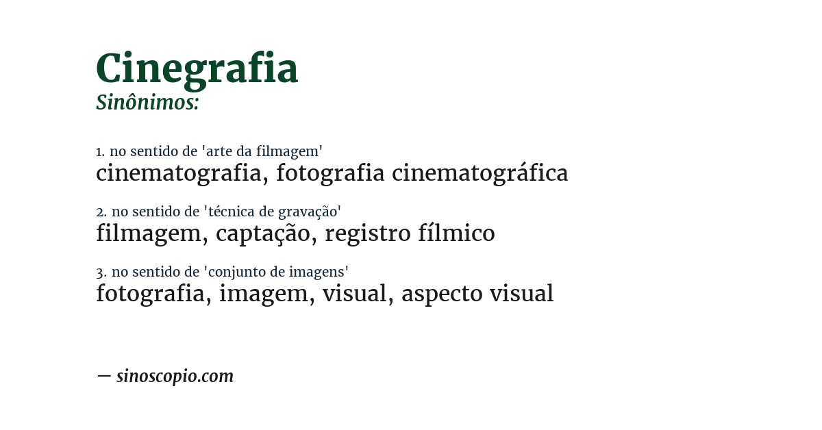 Sinônimo de cinegrafia