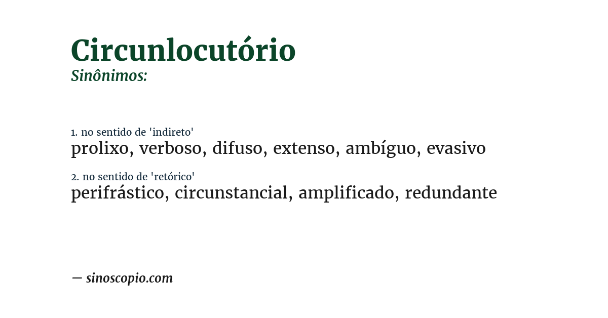 Sinônimo de circunlocutório