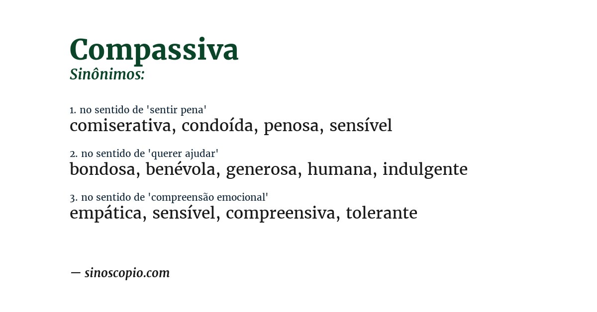 Sinônimo de compassiva