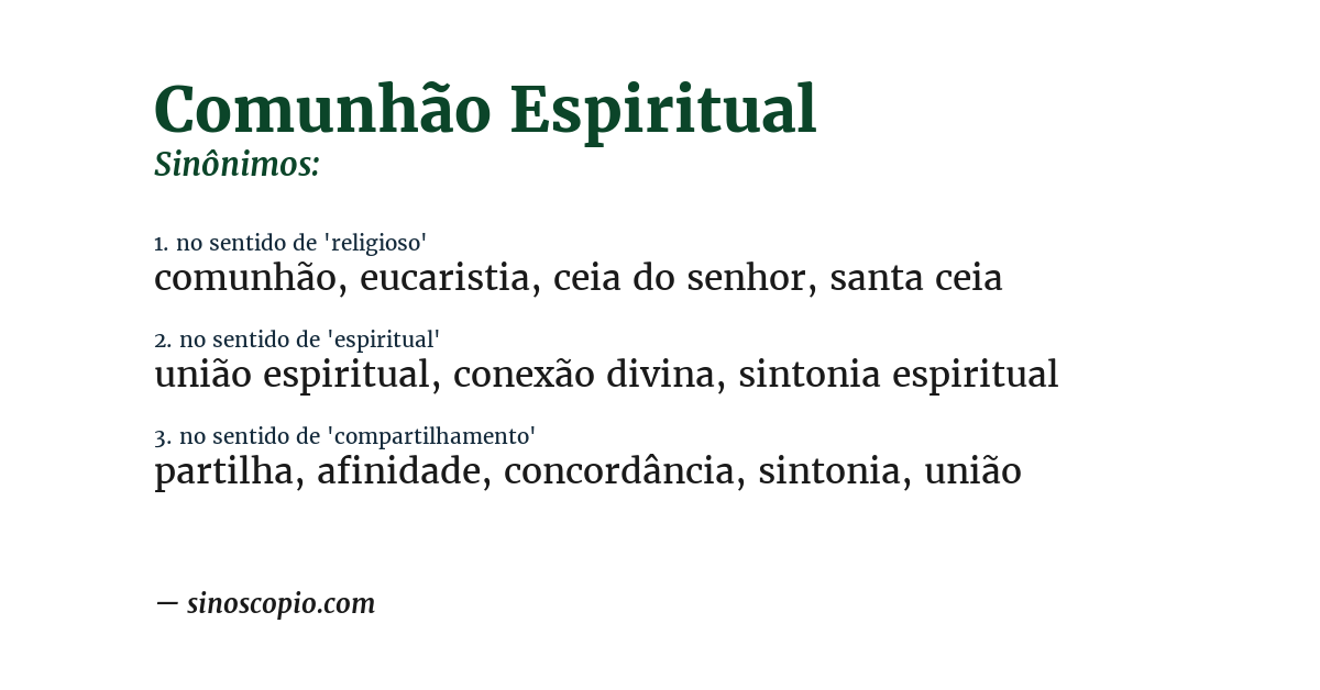 Sinônimo de comunhão espiritual