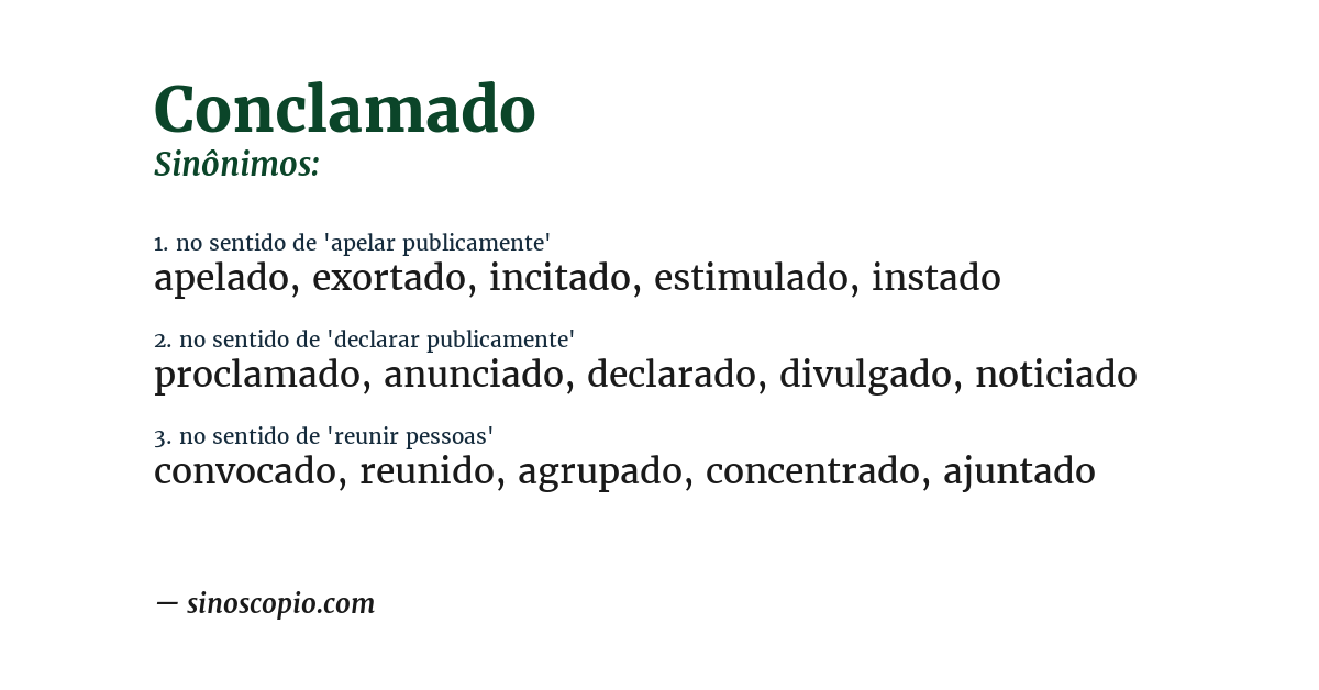 Sinônimo de conclamado