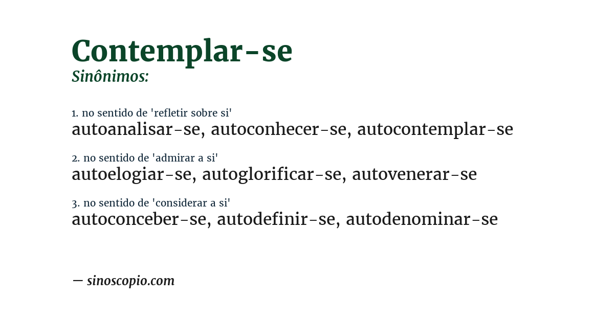 Sinônimo de contemplar-se