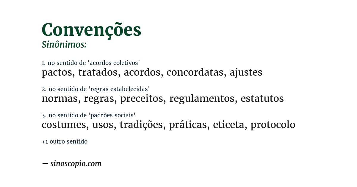 Sinônimo de convenções