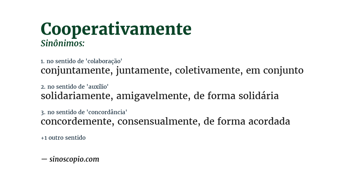 Sinônimo de cooperativamente