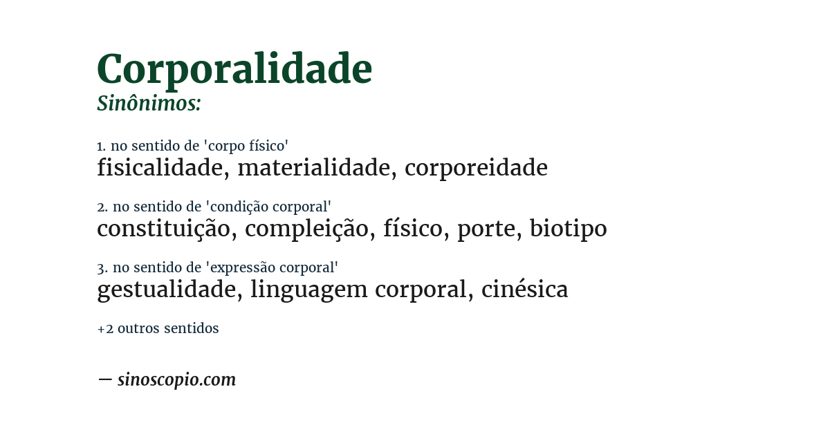 Sinônimo de corporalidade