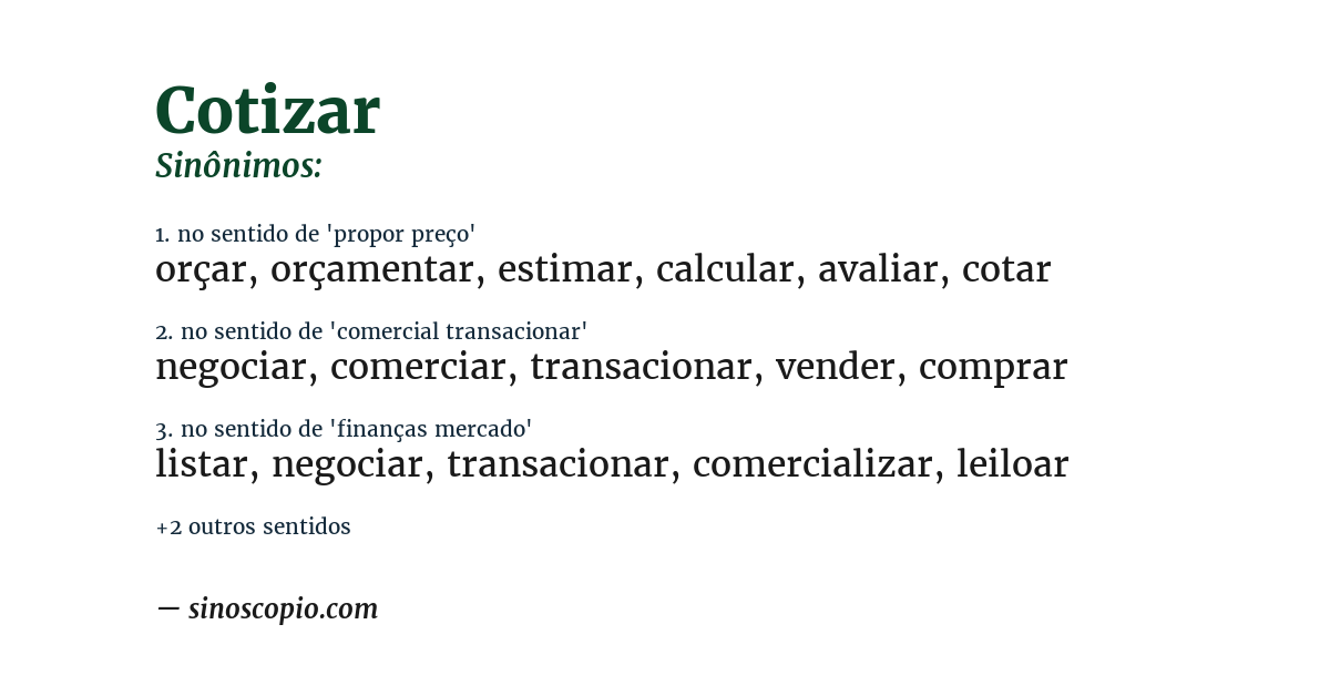 Sinônimo de cotizar
