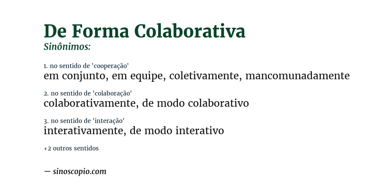 Sinônimo de de forma colaborativa
