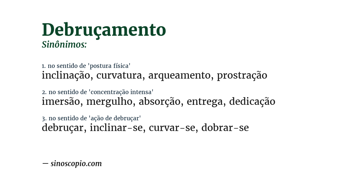 Sinônimo de debruçamento