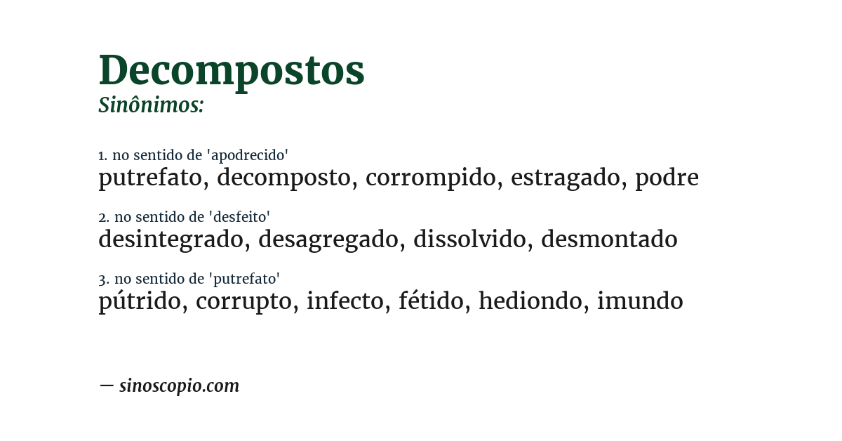 Sinônimo de decompostos