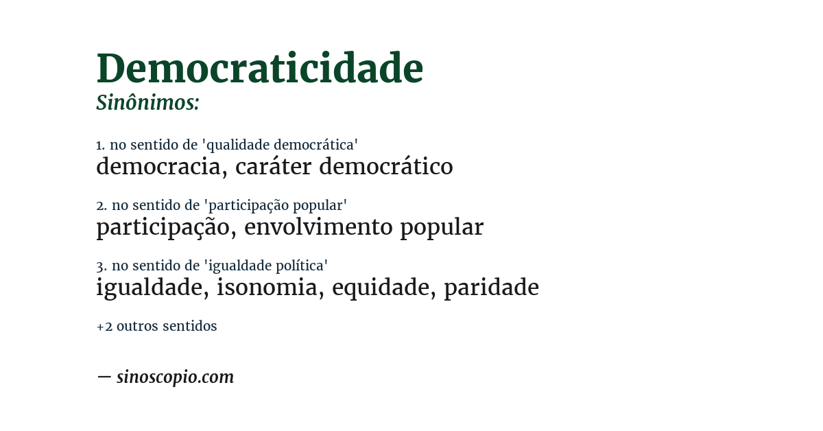 Sinônimo de democraticidade
