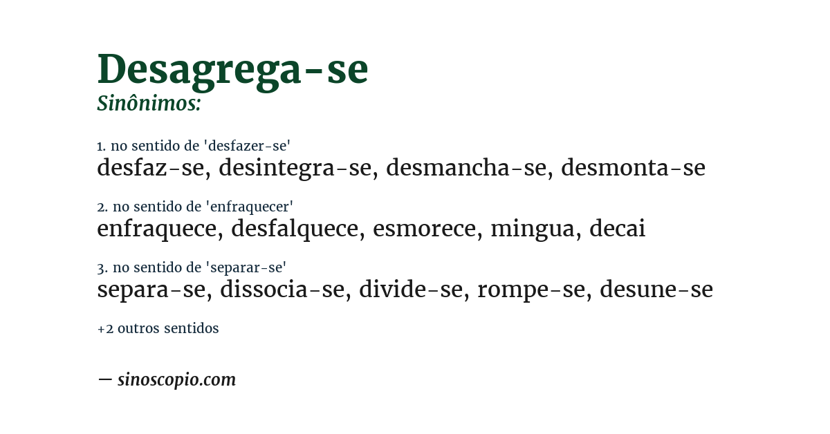 Sinônimo de desagrega-se