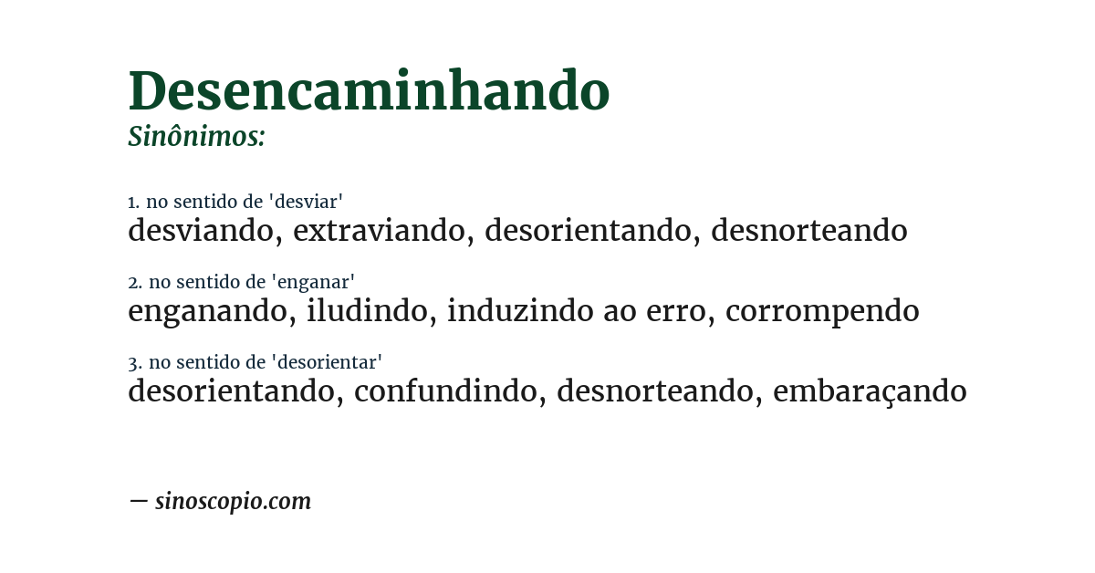 Sinônimo de desencaminhando