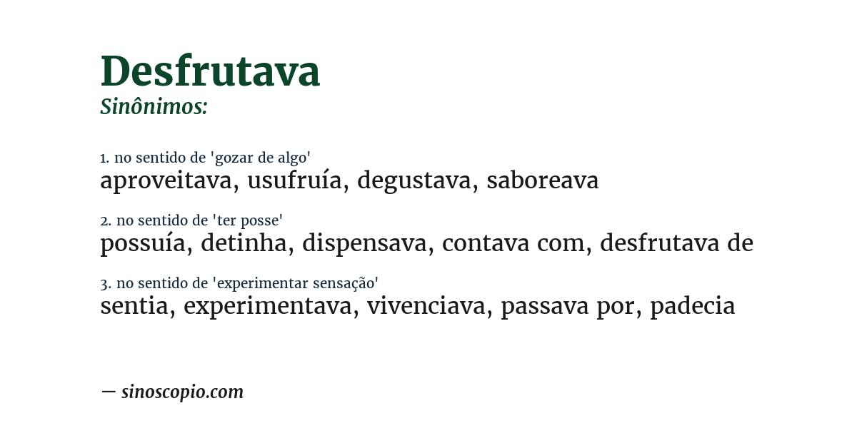 Sinônimo de desfrutava
