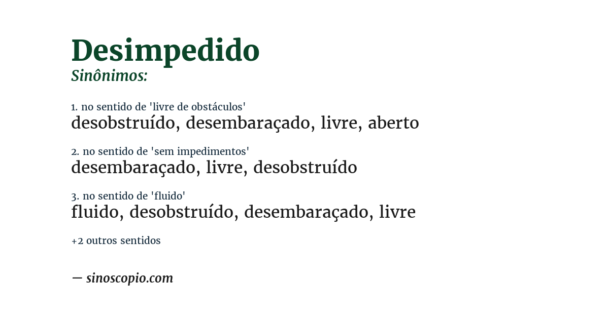 Sinônimo de desimpedido