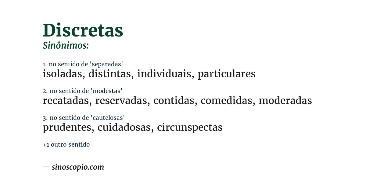Sinônimo de discretas