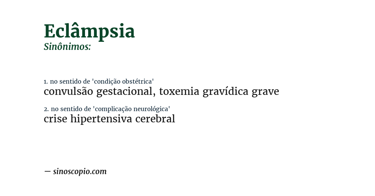 Sinônimo de eclâmpsia