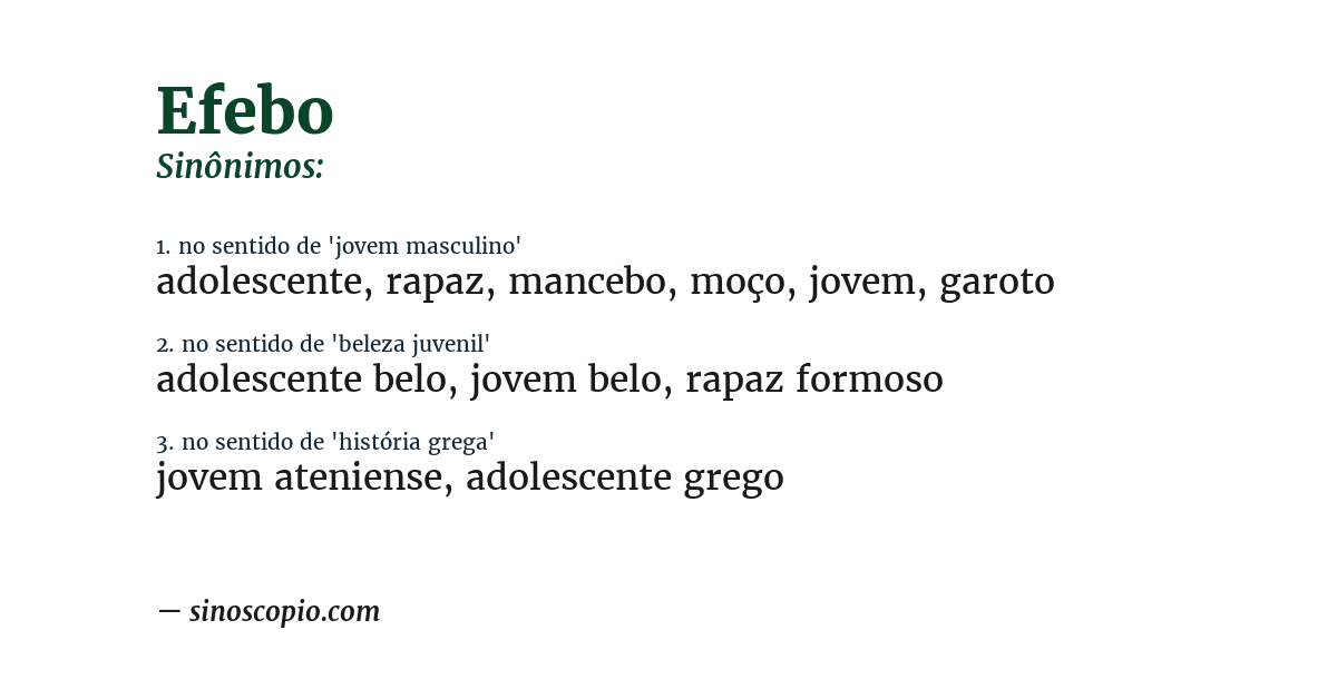 Sinônimo de efebo