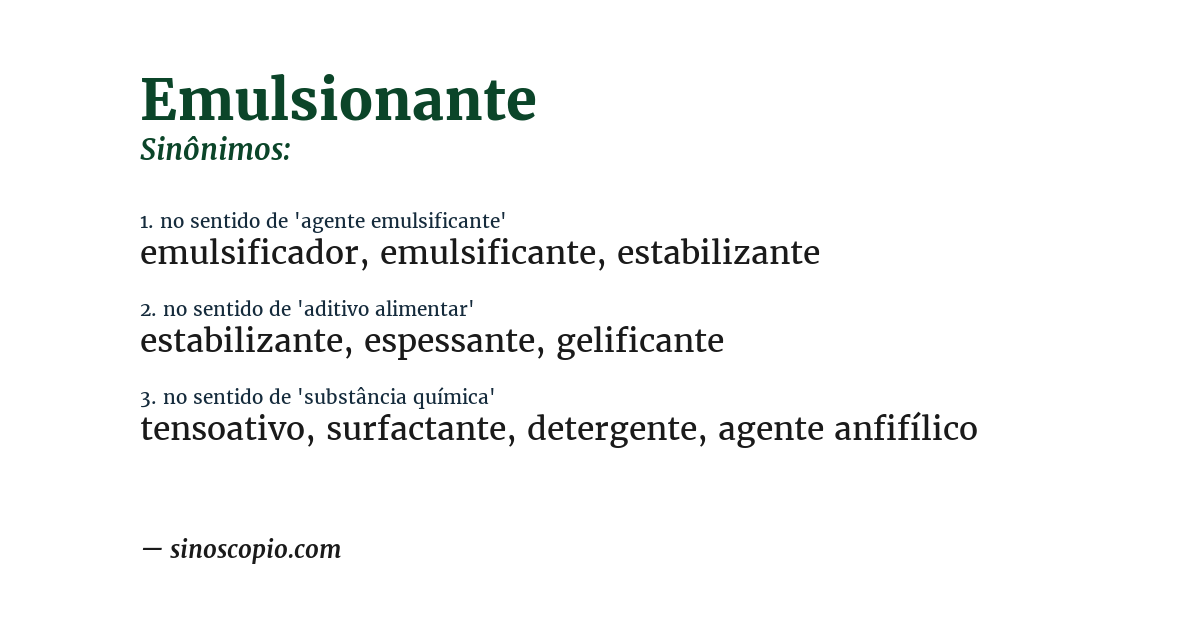 Sinônimo de emulsionante