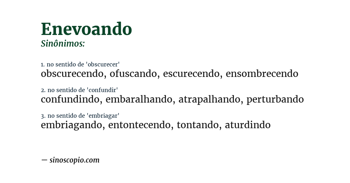 Sinônimo de enevoando