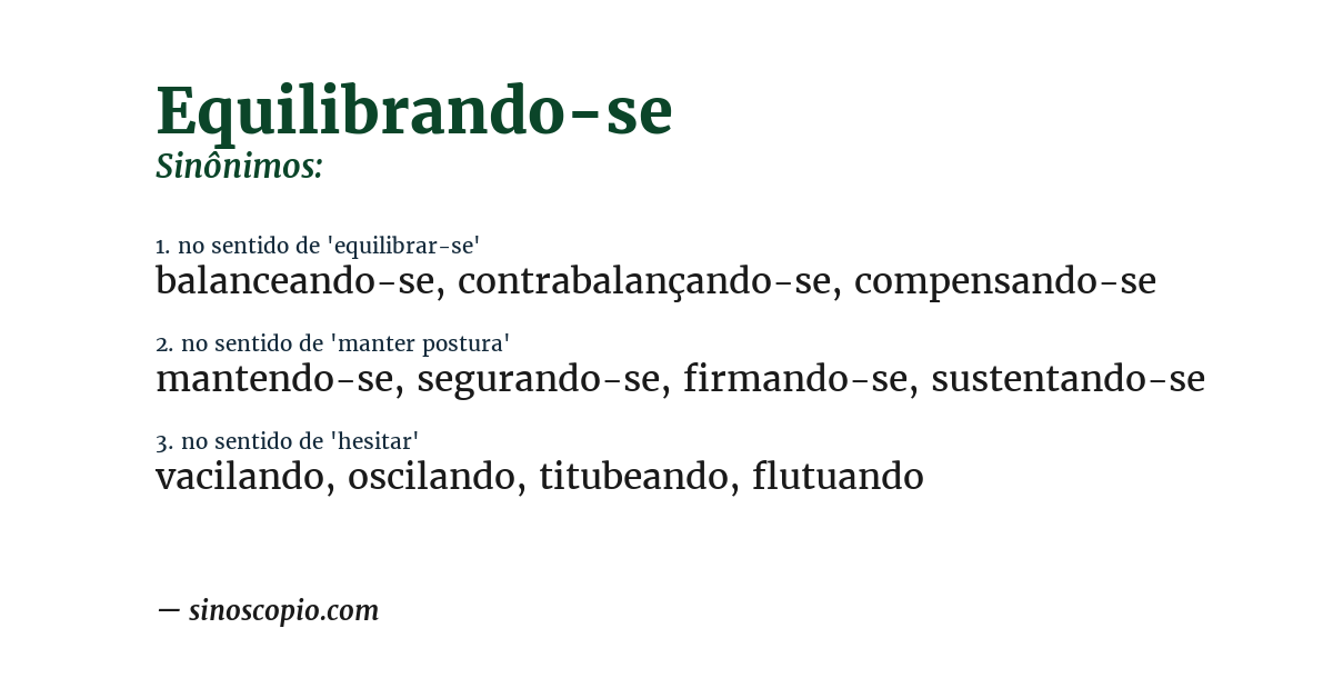 Sinônimo de equilibrando-se