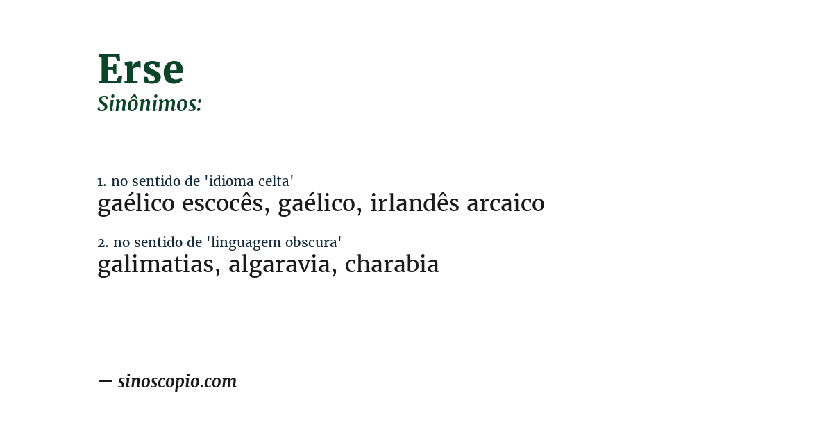 Sinônimo de erse