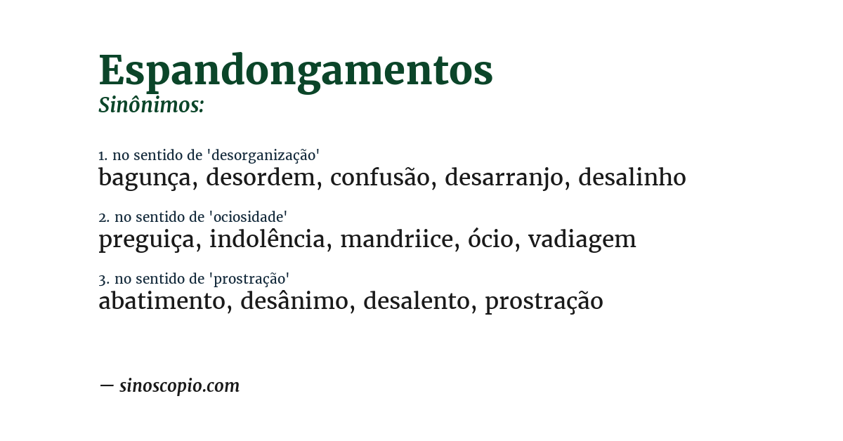Sinônimo de espandongamentos