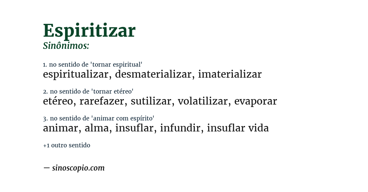 Sinônimo de espiritizar