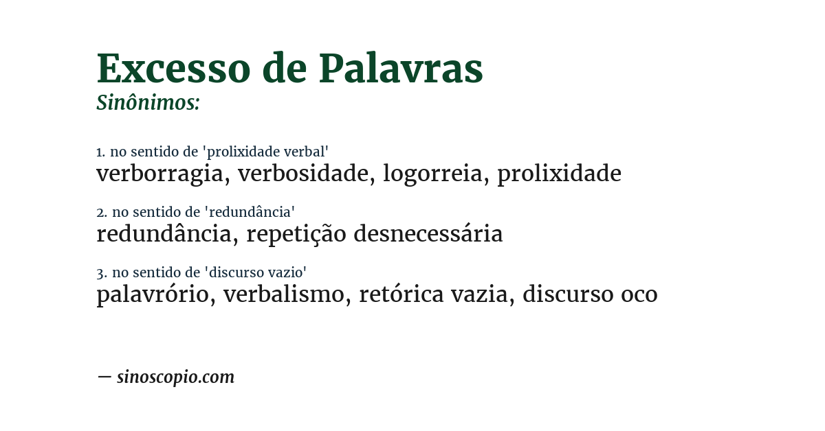 Sinônimo de excesso de palavras