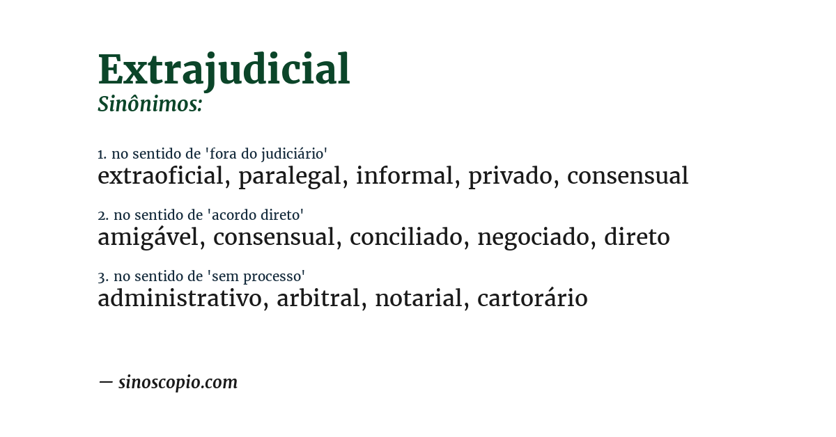 Sinônimo de extrajudicial
