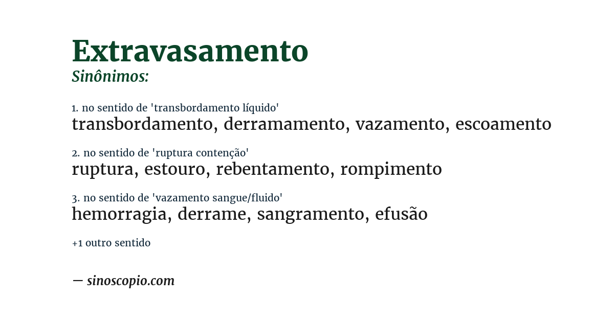 Sinônimo de extravasamento