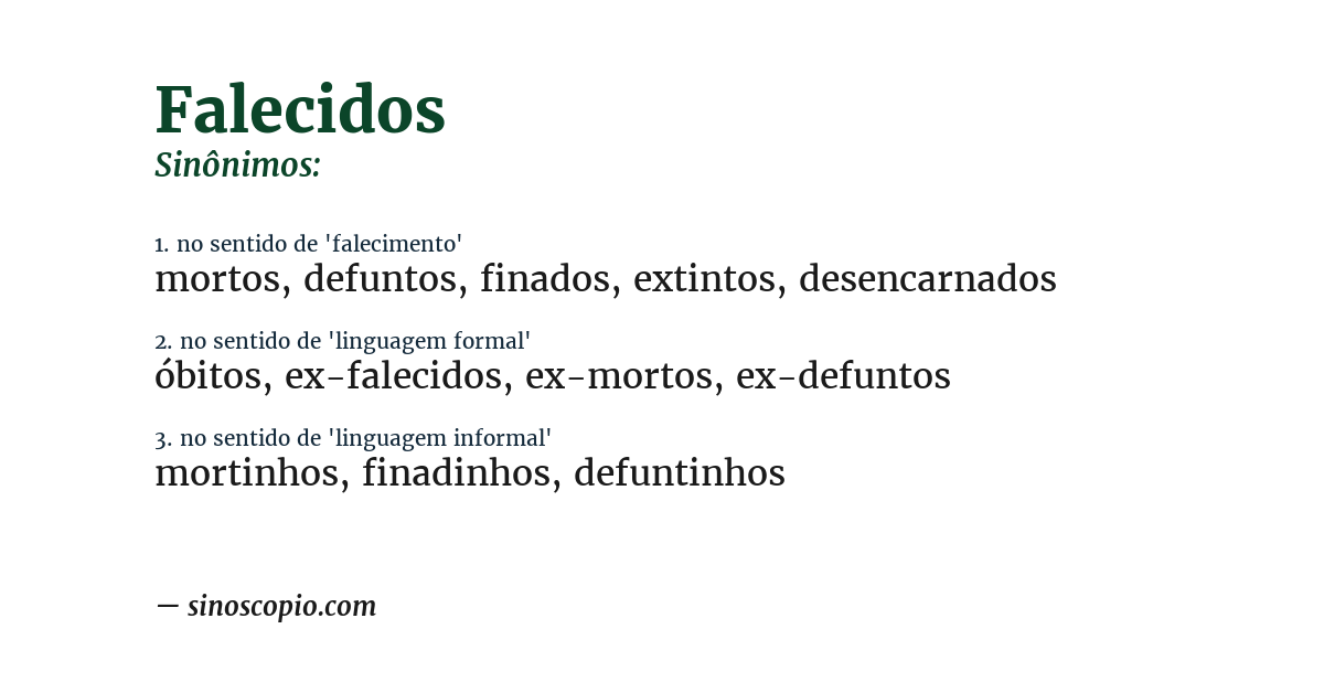 Sinônimo de falecidos