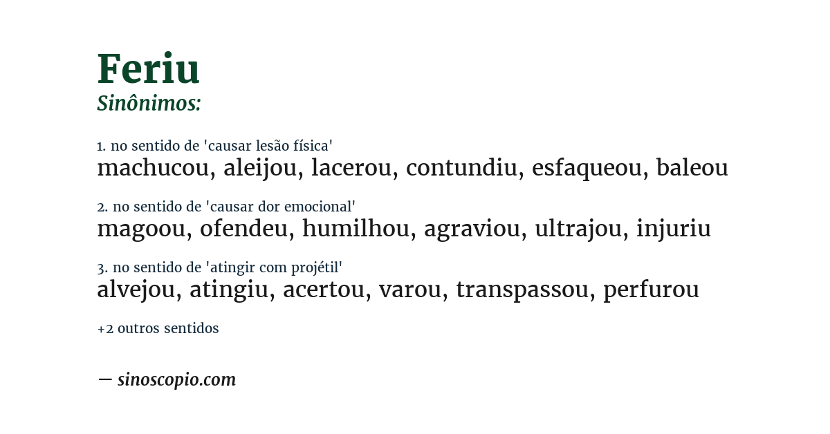 Sinônimo de feriu