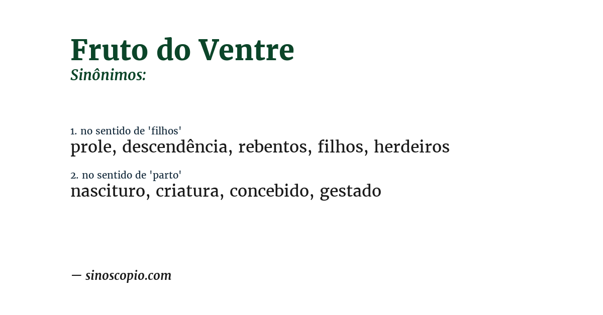 Sinônimo de fruto do ventre